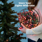 Christmas Light Storage Reel 3 Pack w Zippered Carrying Bag Case- 12" XL Heavy Duty Metal Construction for Xmas Holiday Tree Lights, Wind up Extension Cords, Garland- Holiday Decoration Organizer