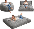 Hobestluk Bean Bag Chair Convertible Beanbag Chairs for Adults, 3 in 1 Bean Bags with Plush Chevron Cover, Adult Bean Bag Chair for Living Room, Bedroom (Grey, Full)