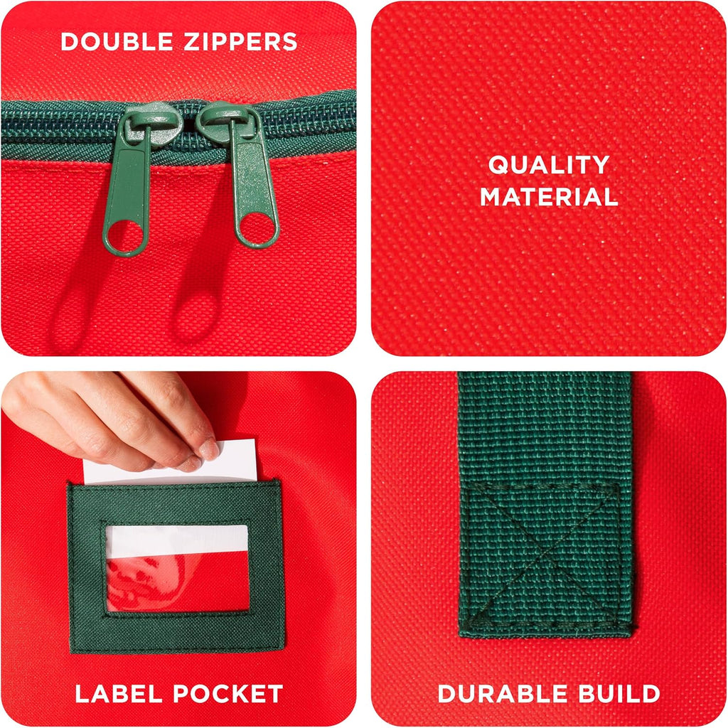 HOLDN’ STORAGE Premium Wreath Storage Bag - Durable Material - Waterproof - Heavy-duty Christmas Storage Container for Xmas Wreath with Dual Zipper Closure, Tear-proof, 48"W x 8"D - Red