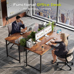 PRAISUN 55 Inch Computer Desk, Home Office Desk with Spacious Desktop, Modern Gaming Desk, Writing Study Table for Bedroom, Small Spaces, Work from Home Desk with Metal Frame, Rustic Brown