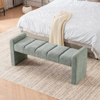 Boucle End of Bed Bench Upholstered Modern Bedroom Bench Channel Tufted Window Bench Comfy Long Ottoman for Living Room/Hallway/Indoor (SAGE, 54" Straight Arm)