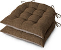 AddGrace Non-Slip Kitchen Chair Cushions Set of 2, D-Shape Dining Chair Pads with Ties, Tufted Seat Cushions for Kitchen and Dining Room, 18 x 16.5 x 3 inch (46 x 42 x 7.6 cm), Brown