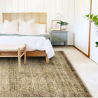 CHAMPLANT Area Rug 8x10 Washable Rug Brown Vintage Traditional Mat Distressed Indoor Foldable Thin Retro Accent Floral Non Slip Carpet Living Room Dining Room Office