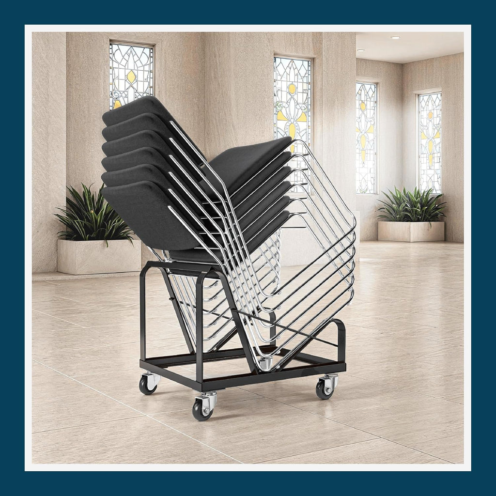 OEF Furnishings OEFDY86 Stack Chair Dolly, Heavy Duty Steel Cart (Vertical Cradle, Fits OEF8600 Series and Similar Sized Stack Chairs, 1100 lb Weight Capacity, Swivel Casters)