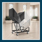 OEF Furnishings OEFDY86 Stack Chair Dolly, Heavy Duty Steel Cart (Vertical Cradle, Fits OEF8600 Series and Similar Sized Stack Chairs, 1100 lb Weight Capacity, Swivel Casters)