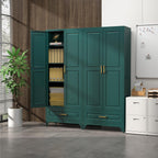 SteeLoong 75" Kitchen Pantry Cabinet with Drawer, Metal Storage Cabinets with Doors and 3 Adjustable Shelves,Green Kitchen Cabinet with 2 Gold Handles,Food Cupboard for Livingroom,Pantry, Bathroom