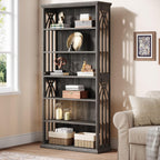 Tribesigns 6-Tier Gray Bookshelf, 75-Inch Tall Bookcase, Large Bookshelves and Bookcases Freestanding Display Shelves, Wood Book Shelf for Living Room, Home Office, Bedroom, Gray