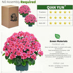 Artificial Geranium Bush – 20 Inch Outdoor Potted Artificial Plant for Front Porch, UV Resistant Faux Flower Bush for Garden, Yard & Patio Decor (2 Pack)