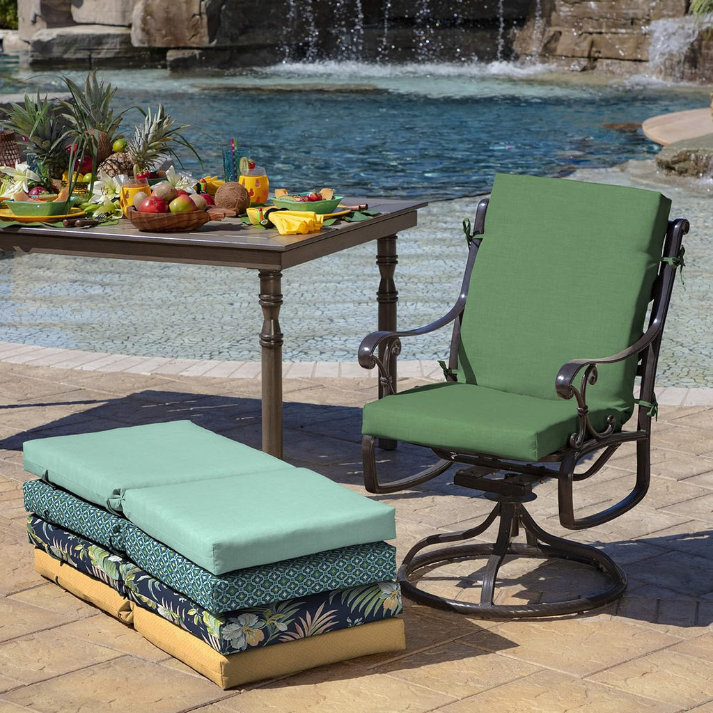 Arden 2-Pack Patio Dining Outdoor Chair Cushions, 20x44, Rain-Proof Seat Pad, Fade-Resistant Outdoor Cushion Bright Moss Green Leala