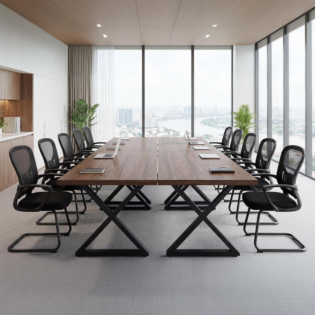 Okeysen Waiting Room Guest Chairs Set of 2, Mesh Mid Back Office Reception Chair with Arms, Office Desk Chair with Sled Base No Wheels, for Office Meeting, Conference Room, Waiting Area, Lobby