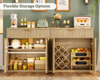 TEENFON 31.5" W Fluted Buffet Cabinet with Storage, Sideboard Cabinet, Coffee Bar Cabinet with 2 Doors and Adjustable Shelf for Living Room, Kitchen, Entryway, Natural