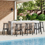 KAMABOKO 4 Set 29" HDPE Bar Stools Set Outdoor, Durable Resin Bar Chairs with Footrest, Weatherproof & Ergonomic Barstools for Patio, Deck & Poolside, Black