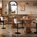 Tribesigns 39.4" H Square Bar Table, Industrial High Top Bistro Pub Cocktail Table with Metal Footrest for Kitchen Nook, Home Bar, Small Bars, Dark Brown (Table Only)