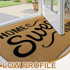 OLANLY Front Door Mat, Low Profile Doormat, Stain and Fade Resistant, Easy to Clean, for Indoor and Outdoor Entrances, Patio Porch or Entryway, Brown (30x17 Inch, Home Sweet Home)