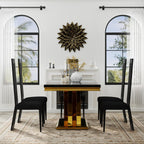 Modern Black Dining Chairs Set of 4, Upholstered High Back Dining Chairs with Stainless Steel Backrest and Legs, Luxury Dining Room Chairs for Kitchen Living Room Restaurant