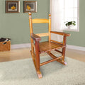 Kids Rocking Chair Solid Hardwood - Indoor Outdoor Children's Seating with Slatted Backrest & Armrests for Nursery Patio Balcony Use - Traditional Oak Finish for Boys Girls Ages 3-10