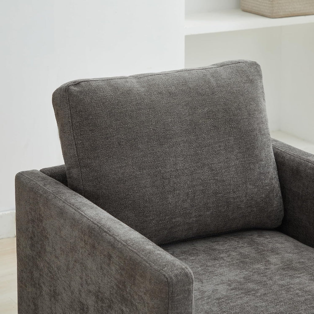 Swivel Accent Chair,30.7 Inch Wide Upholstered Square Comfy Lounge Armchair with 360 Degree Rotation,Ideal for Living Room, Bedroom, Apartment, Nursery Home Decor (Charcoal)
