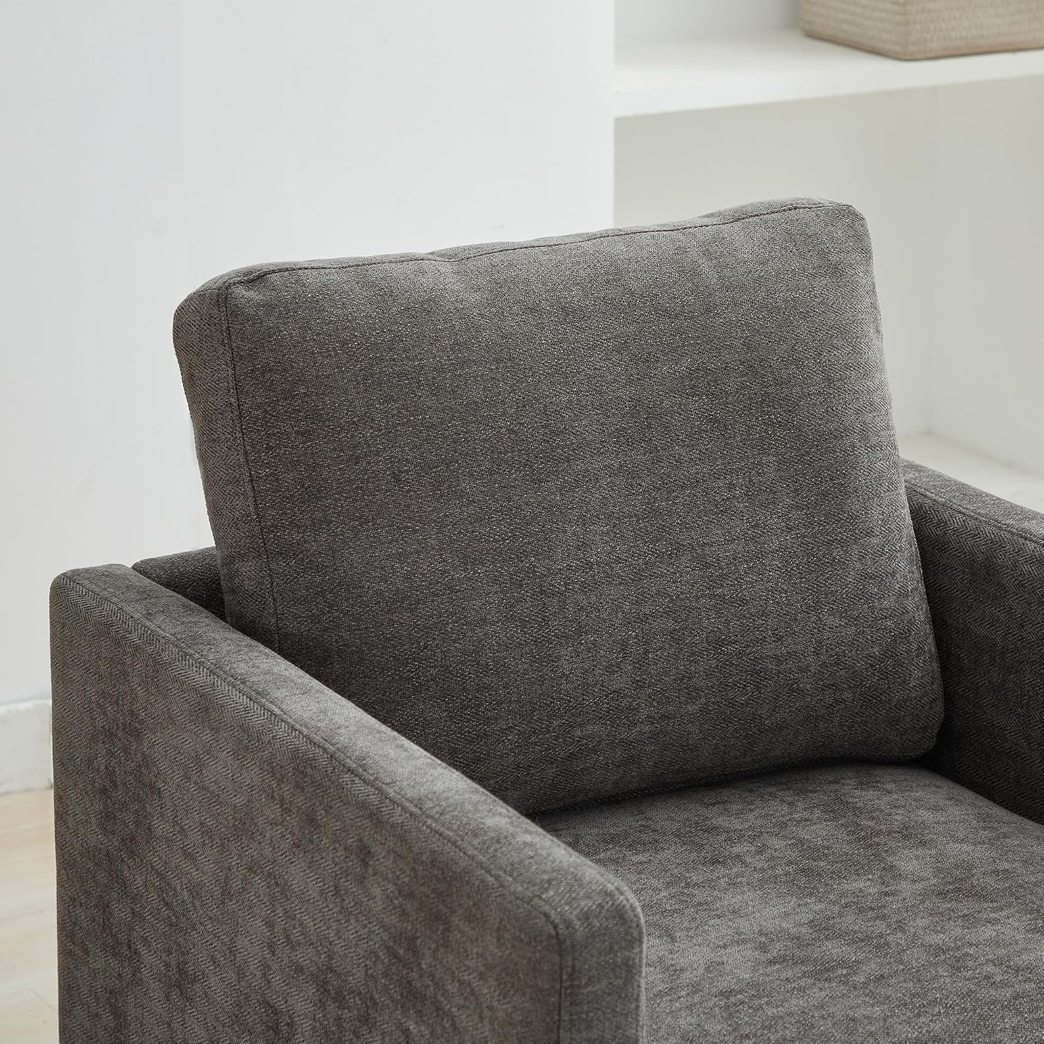 Swivel Accent Chair,30.7 Inch Wide Upholstered Square Comfy Lounge Armchair with 360 Degree Rotation,Ideal for Living Room, Bedroom, Apartment, Nursery Home Decor (Charcoal)