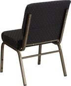EMMA + OLIVER 21" W Stack Church Chair, Black Dot Patterned Fabric/Gold Vein