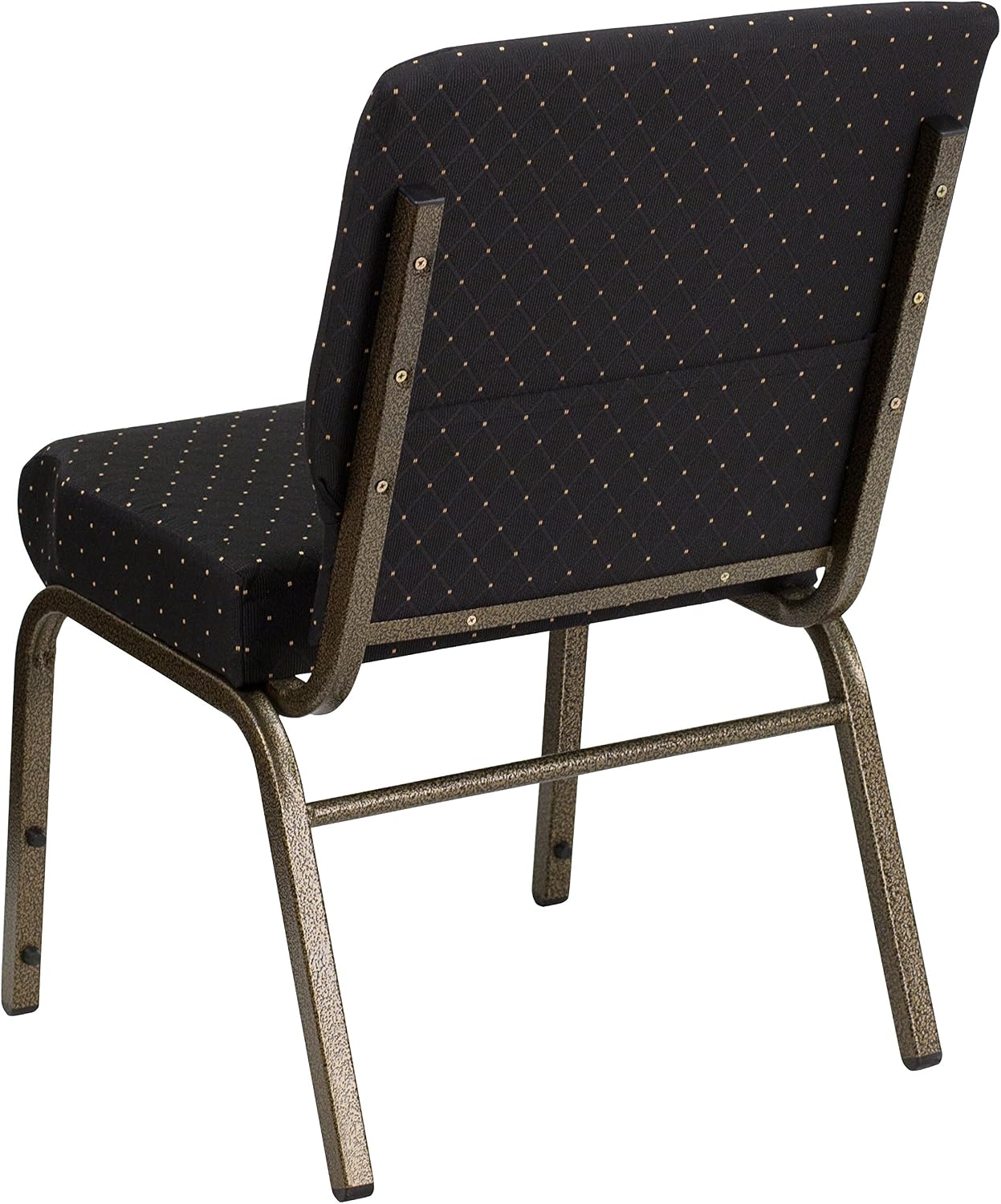 EMMA + OLIVER 21" W Stack Church Chair, Black Dot Patterned Fabric/Gold Vein