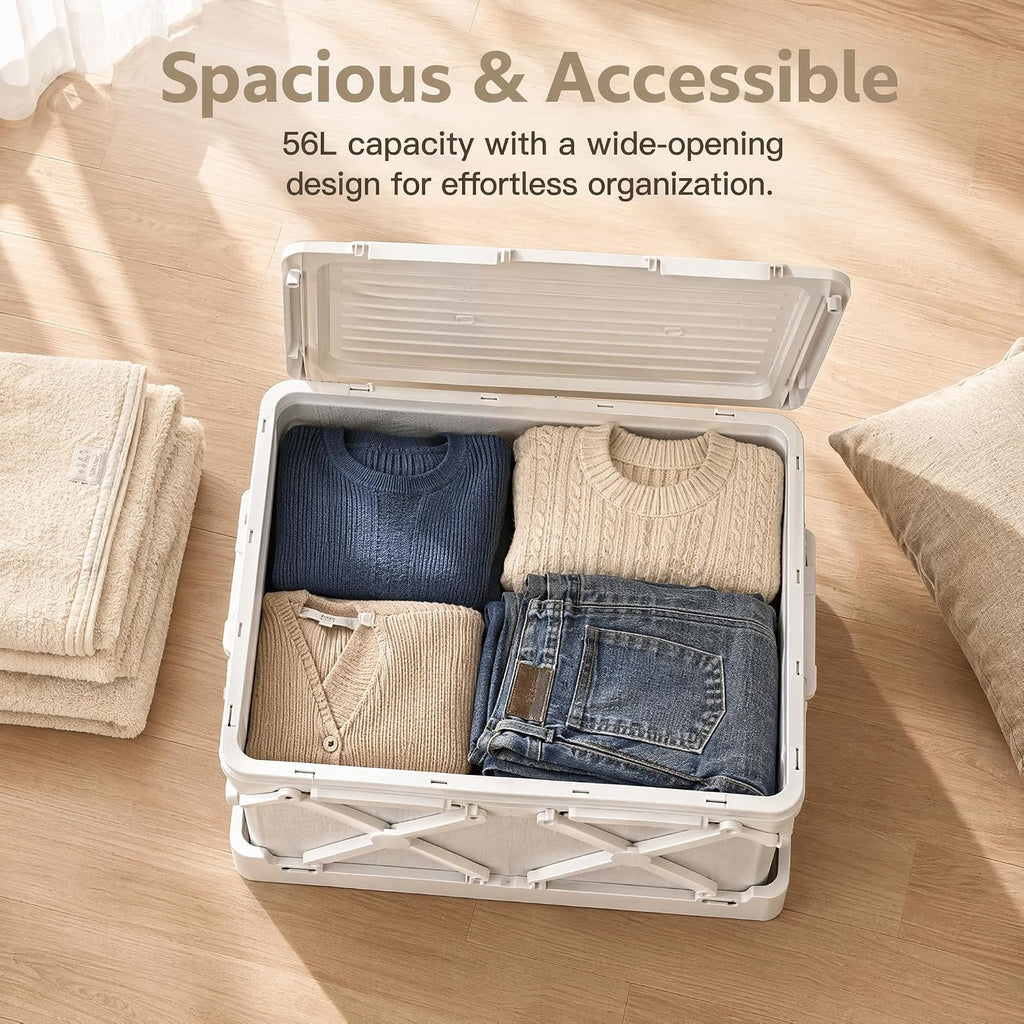 Foldable Vacuum Storage Box, 56L Large Capacity Space Saver Organizer Box with Electric Air Pump, Anti-Rebound Moisture Proof Clothes Storage Bin for Seasonal Garments