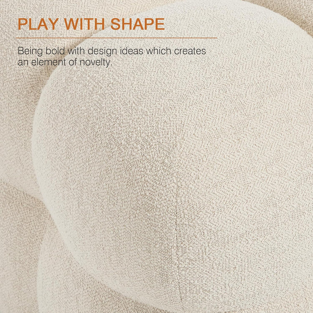 Zesthouse Square Pouf Ottomans Set of 2, Modern Backless Vanity Chair for Bedroom, Beige Linen Foot Rest for Couch, Upholstered Tufted Footstool, Poofy Fabric Ottoman Coffee Table for Living Room