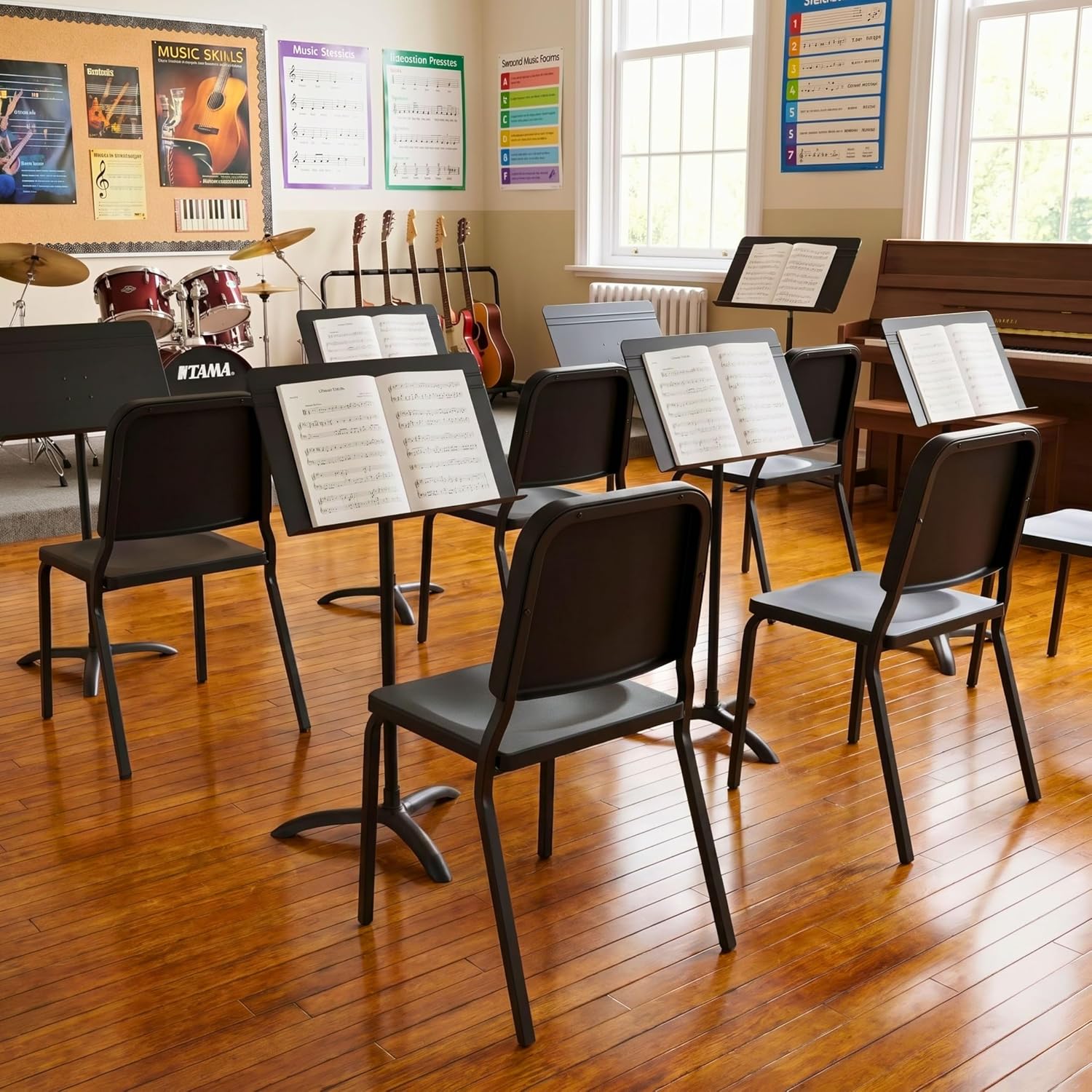 Flash Furniture HERCULES Series Black High Density Stackable Melody Band/Music Chair