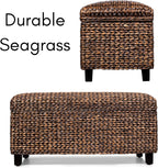 BIRDROCK HOME Hand-Woven Abaca Seagrass 36" Storage Bench with Lift-Top Lid (Brown Wash)