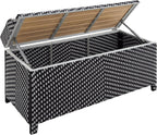 Greemotion Azur Beach Aluminum and All-Weather Wicker 41 in. Wide Storage Bench for Garden, Backyard, Patio, Pool Area, Porch, Black and White