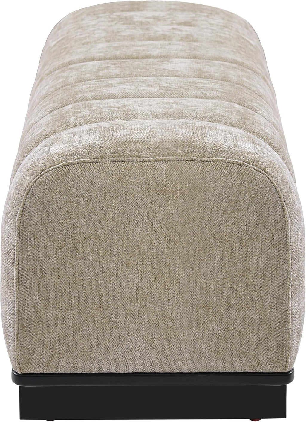 Christopher Knight Home Lamie Chenille Upholstered Dining Bench, Wooden Entryway Bench, Long Sofa Footstool for Living Room, Bedroom End of Bed Bench, Oatmeal+Black