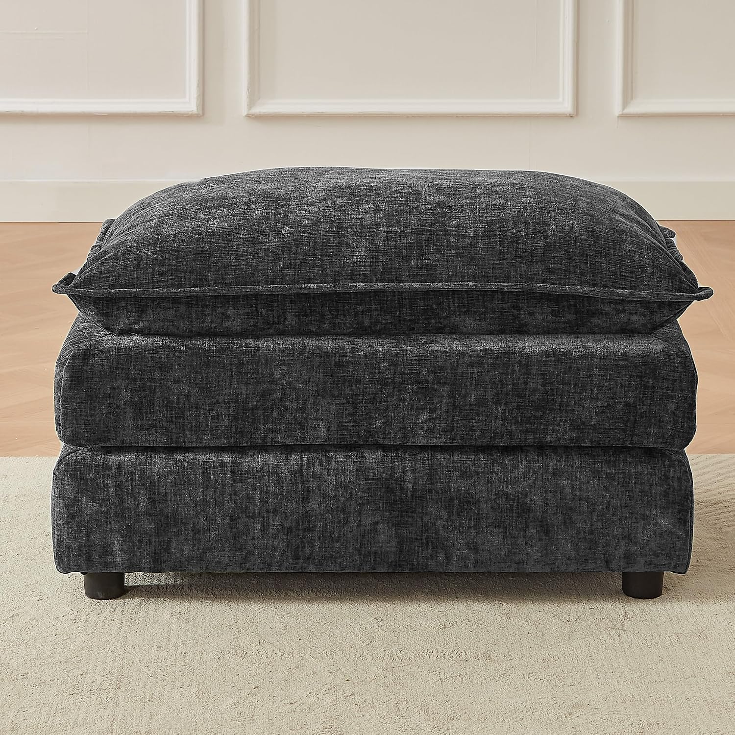 35'' Cloud Chenille Ottoman for Bedroom, Living Room and Entryway (Grey) | Bedroom