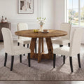 GAOMON 5-Piece 47.24" Round Dining Table Set with 4 Upholstered Dining Chairs, Space-Saving Kitchen Table for 4-6, Compact Dinette Set for Apartment, Living Room, Small Space, Dining Room
