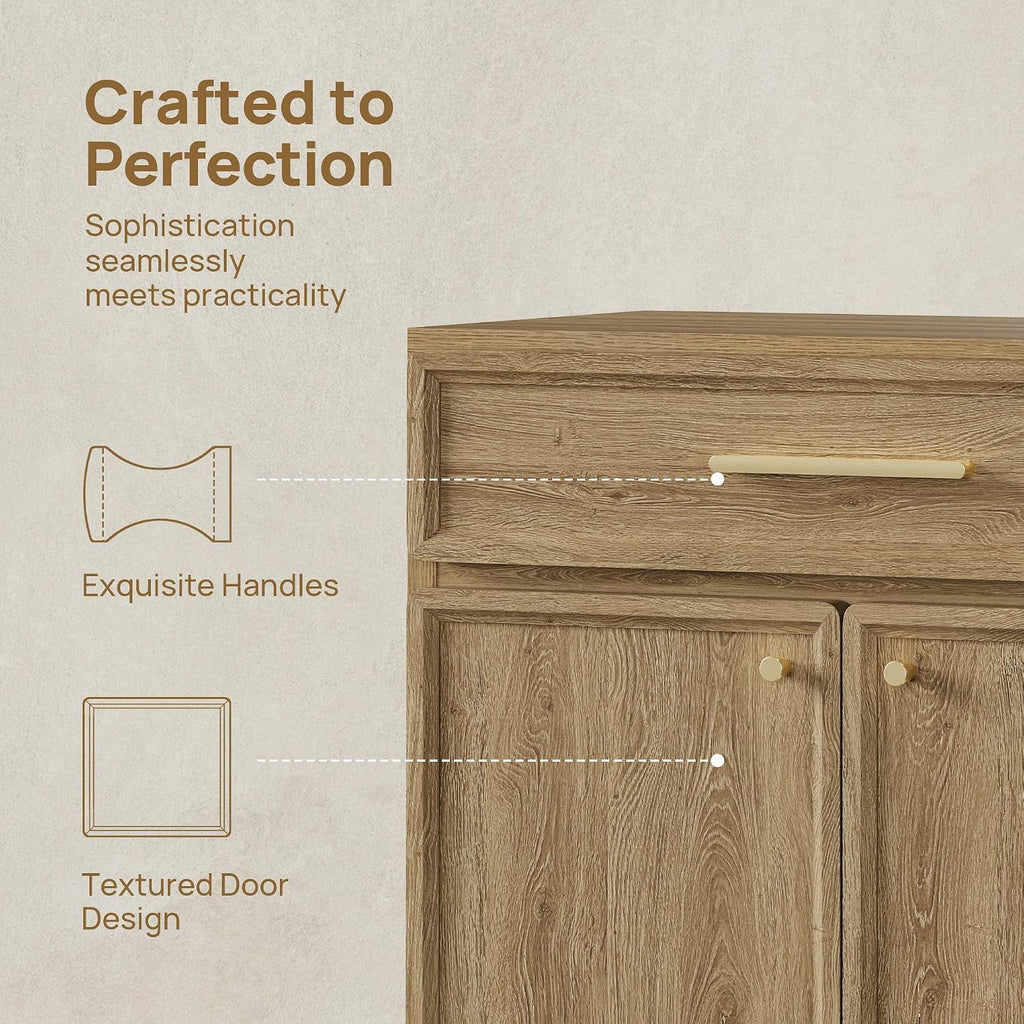 SICOTAS Buffet Cabinet with Storage Tall Modern Accent Storage Cabinet with Doors and Shelves 60 inch Wide Wooden Sideboard Credenza Buffets Console Table Coffee Bar for Kitchen Dining Living Room
