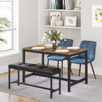 VASAGLE Dining Table Bench, Ottoman Bench with PU Leather Padded Seat, Steel Frame, 42.5 x 12.8 x 18.9 Inches, for Dining Room, Living Room, Hallway, Bedroom, Black UKTB034B81