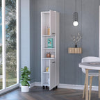 2-Door Pantry Cabinet, Buffet Kitchen Sideboard with Two 2-Cabinet Spaces and Two Open Shelves for Kitchen,Dining Room,15.7 * 13.7 * 79.5