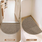 BEQHAUSE Dirt Trapper Door Mat 17" x 30" Half Circle Non Slip Washable Doormats Entrance Rugs Absorbent Welcome Low Profile Floor Mats for Front Back Door and Entryway, Taupe