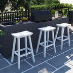nalone 29 Inch Outdoor Bar Stools Set of 2, HDPE Bar Chairs with Footrest, Weather Resistant Barstools Outside Counter Height Stools for Patio Yard (White, 29'' Barstools Set of 2)