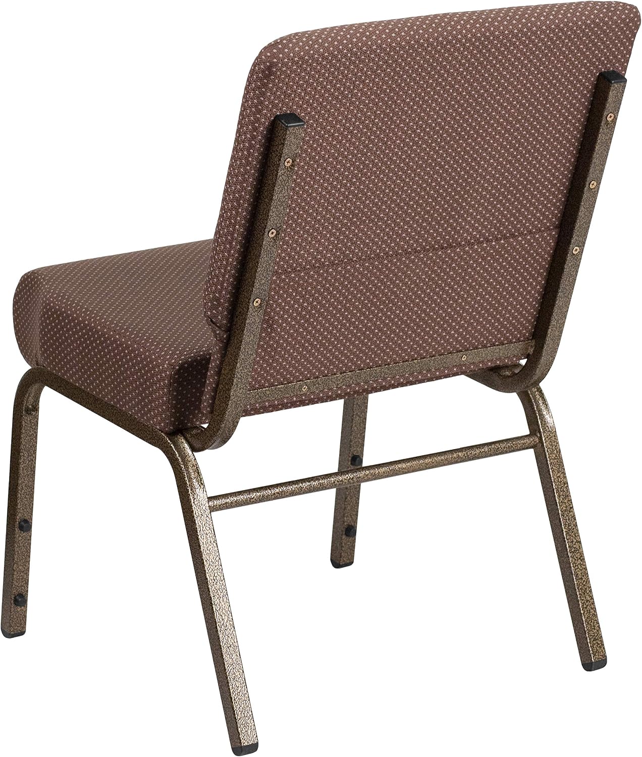 EMMA + OLIVER 4 Pack 21" W Stacking Church Chair in Brown Dot Fabric - Gold Vein Frame