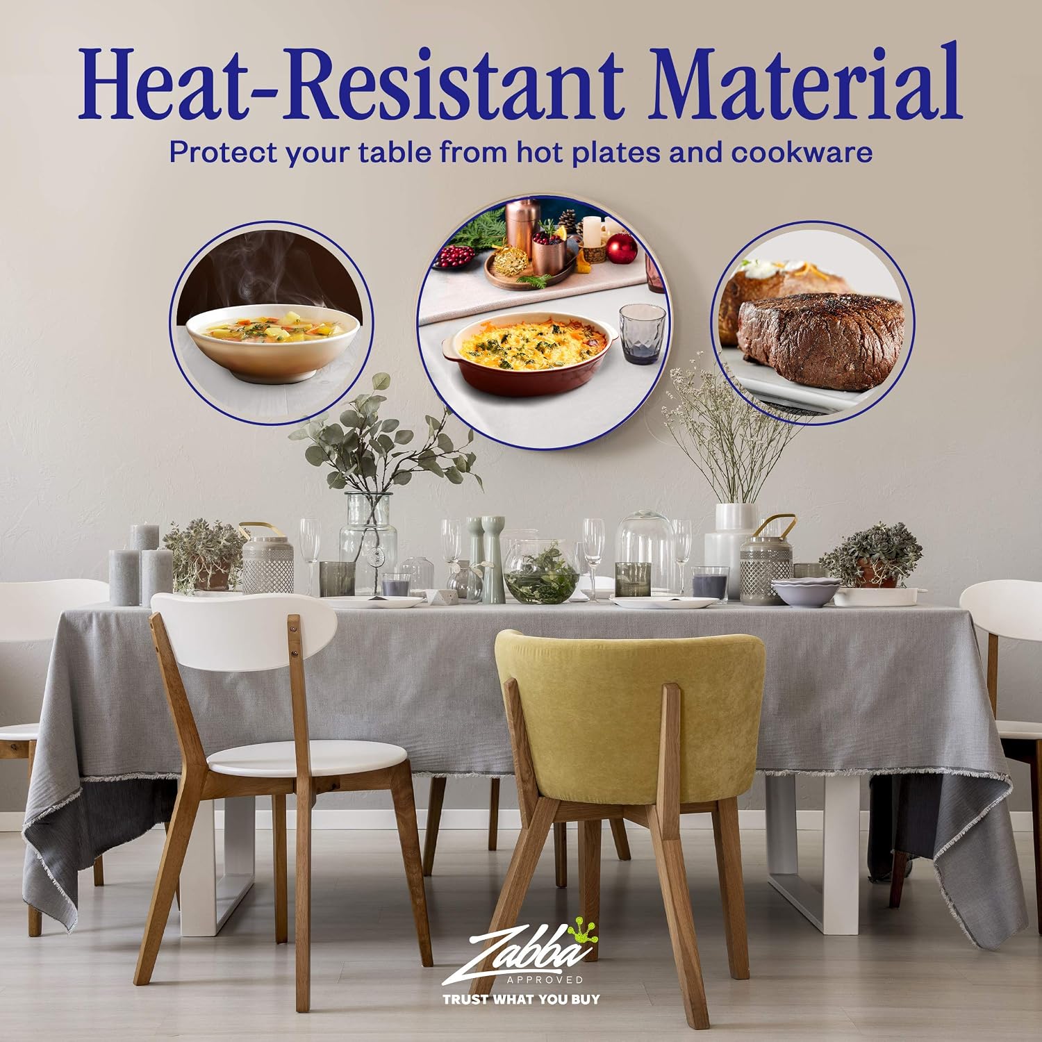 Nuvantee Revolutionary Table Pad - Waterproof, Protects Table from Spills and Heat - 52 X 108 Inch Deluxe Vinyl Premium Table Protector - Flannel Backing, Lies Flat