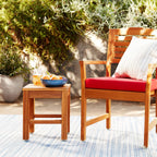 Amazon Aware FSC Certified (FSC N004130) Outdoor Patio Stools with Cushions, Acacia Wood, Set of 2, Natural Finish