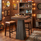 Tribesigns Square Bar Table, 39.37" H Industrial High Top Pub Table with Tapered Base, Wood Compact Bistro Table for Home Bar, Kitchen, Small Space, Brown & Gray