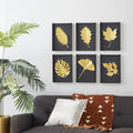 Deco 79 Metal Leaf Wall Decor, Set of 6 10"W, 15"H, Black