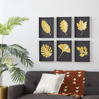Deco 79 Metal Leaf Wall Decor, Set of 6 10"W, 15"H, Black