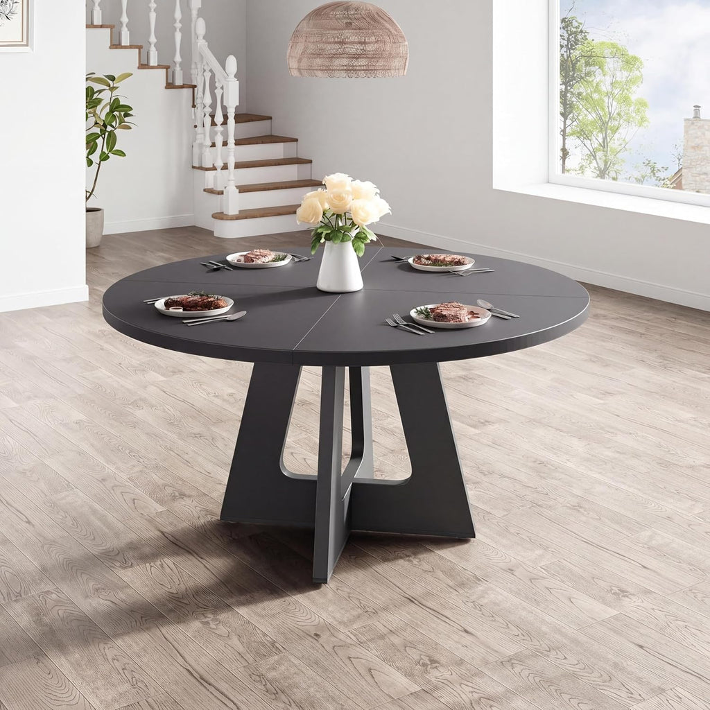 GAOMON 3-Piece 47.24" Round Dining Table Set with 2 Upholstered Dining Chairs, Space-Saving Kitchen Table for 4-6, Compact Dinette Set for Apartment, Living Room, Small Space, Dining Room