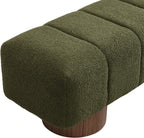 Merax 64" Upholstered Boucle Dining Bench Entryway End of Bed Ottoman Bench for Living Room Bedroom Dining Room, Wood Leg, Bear 300 LBS, No-Assembly (Green)