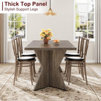 GarveeHome 70.9'' Dining Table for 6, Farmhouse Rectangular Kichen Table with Sturdy Frame and “V” Leg, Wooden Thickened Long Desk and Dinner Desk for Dining Room, Kitchen, Office, Game Room(Grey)