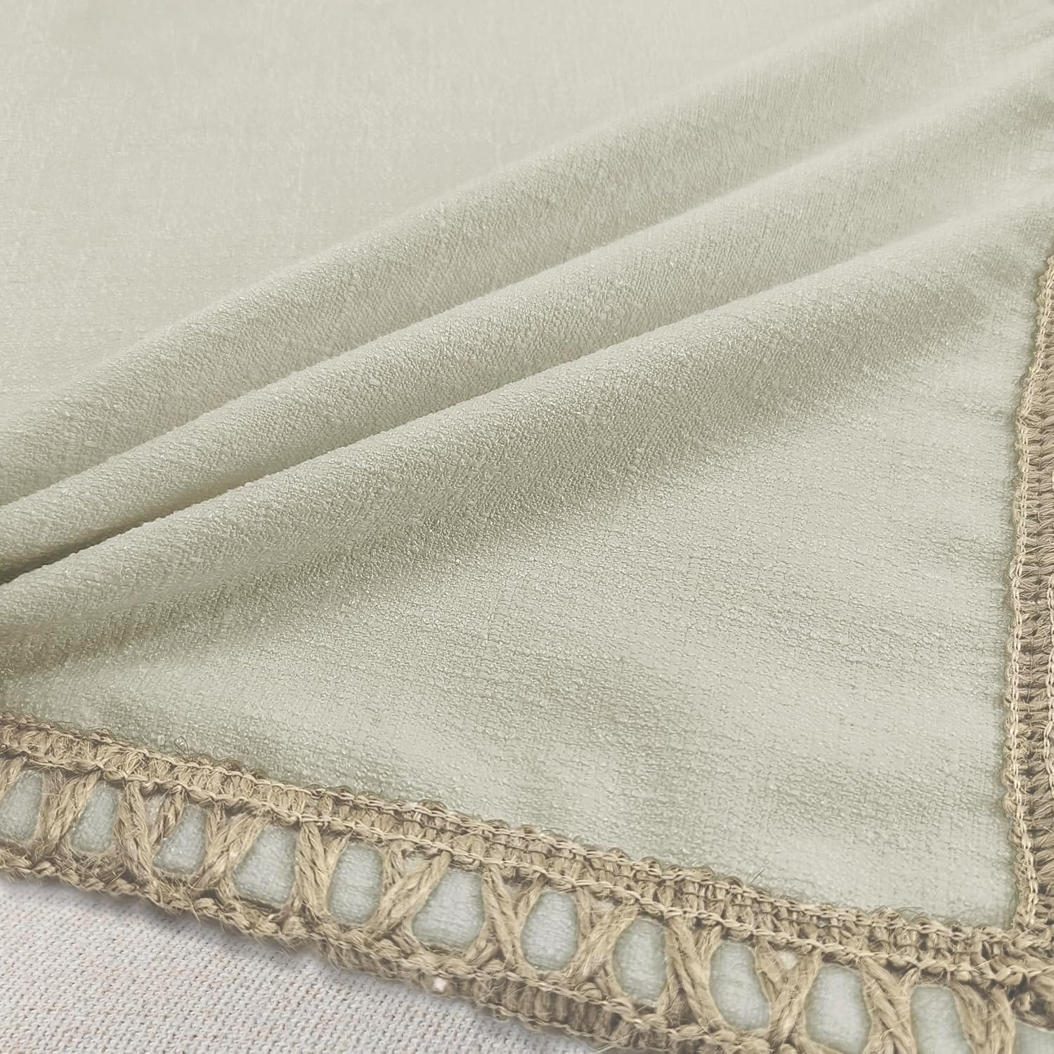 NordECO HOME Set of 2 Farmhouse Throw Pillow Covers - Burlap Linen Trimmed Tailored Edges Decorative Cushion Covers for Bed Home Decoration (Oatmeal/Linen Band, 2 Pieces, 20" x20")