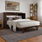 AFI, Alpine Queen Wood Murphy Bed Chest with 6" Mattress, Storage Drawer & Built-in USB Charger, Barnwood