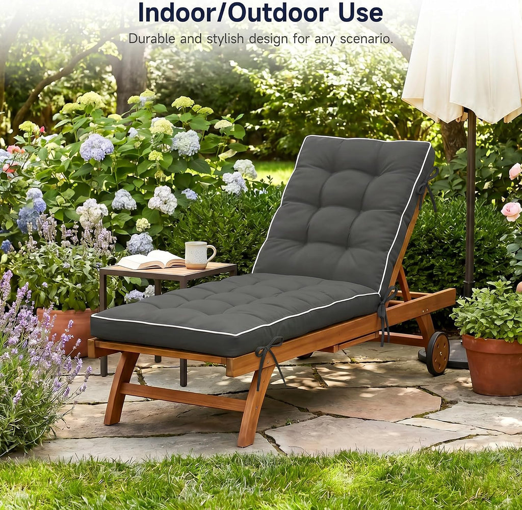 Chaise Lounge Cushion 72x21 Inch Quick Dry - 2 Pack Outdoor Sun Lounger Seat Pad with Shredded Foam for Patio Furniture, Poolside