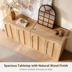 ACCOHOHO 63 Inch Sideboard Buffet Cabinet with Storage & Arched Doors, Wood Coffee Bar Tables with Adjustable Shelf for Living Room, Kitchen, Entryway, Natural Oak